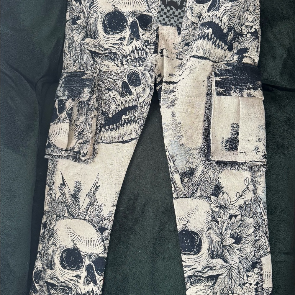 Rebels Monochrome Skull Pattern Pants